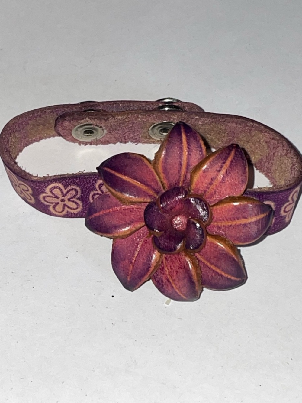 3/$10 Fashion Jewelry Handcrafted Purple Flower Leather Bracelet - Women Jewelry